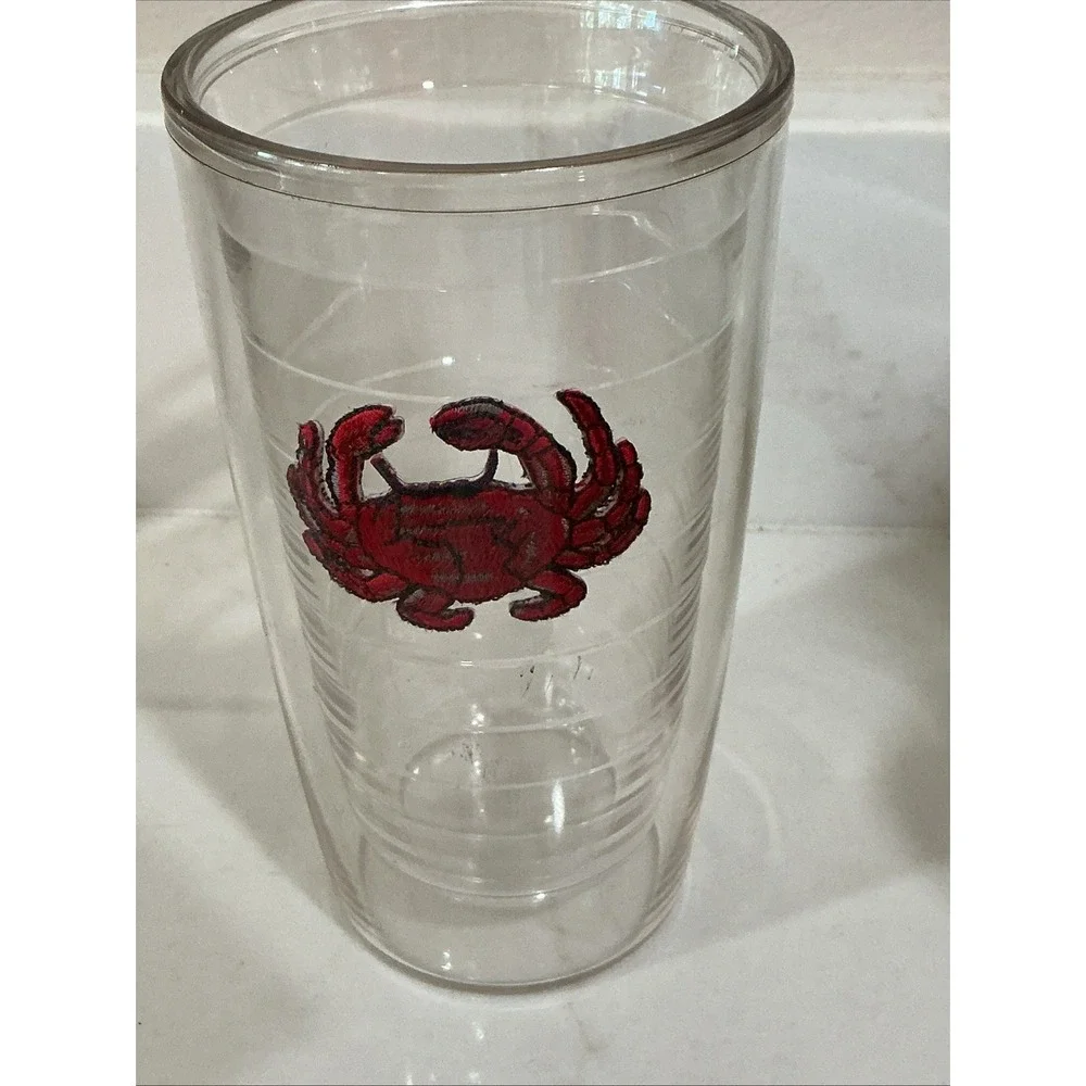 Tervis 16 oz Tumblers Lot of 5 Embroidered Red Crab Insulated Beach Lakehouse